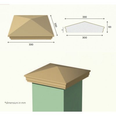 Capac stalp gard ADRO-DECOR ST103 330X330X93     Capac stalp gard ADRO-DECOR ST103 330X330X93