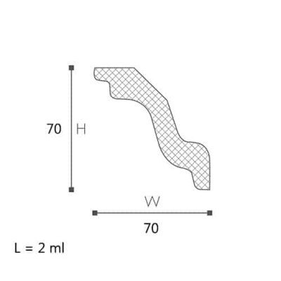 Cornisa decorativa Nomastyl K 70X70X2000  Cornisa decorativa Nomastyl K 70X70X2000