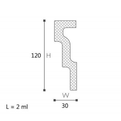 Bagheta decorativa Nomastyl M1 120X30X2000  Bagheta decorativa Nomastyl M1 120X30X2000