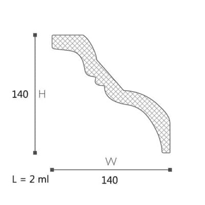 Cornisa decorativa Nomastyl TI 138X138X2000  Cornisa decorativa Nomastyl TI 138X138X2000